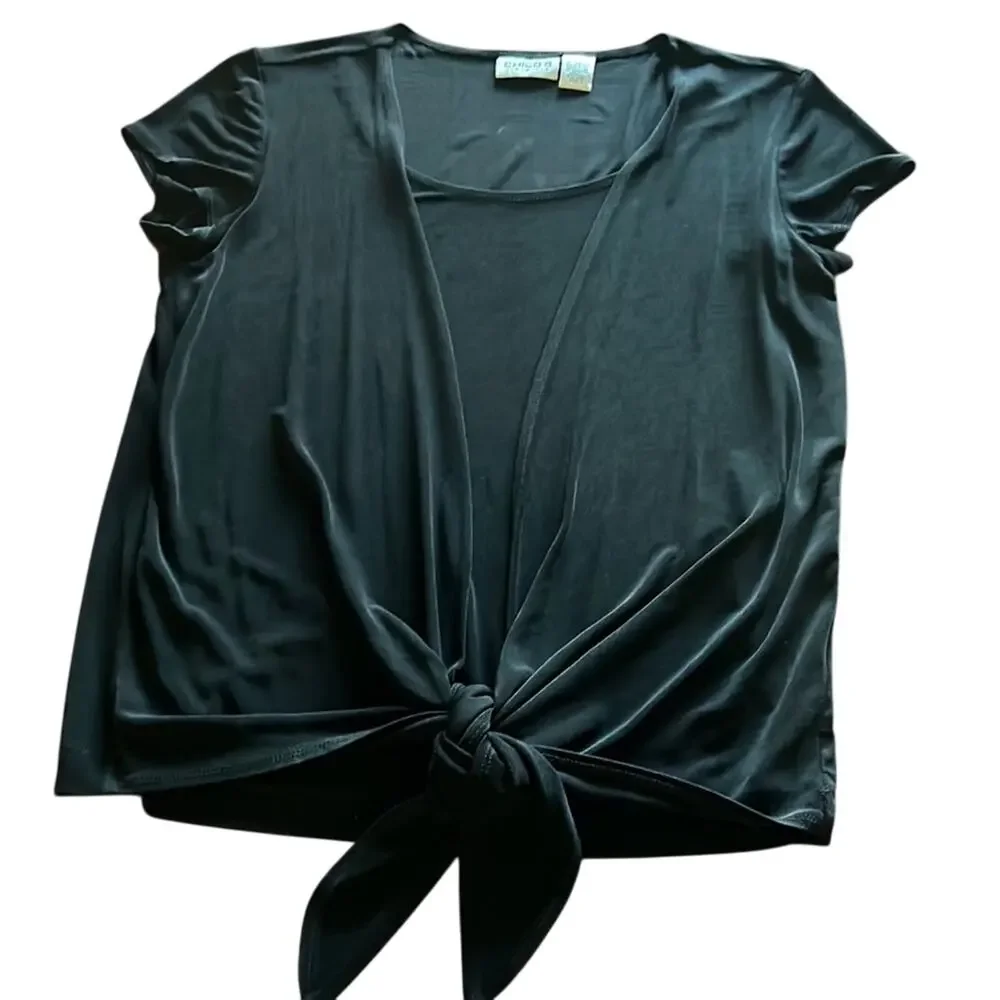 Chico’s Travelers 1  Black Layered Look Slinky Knit Top Blouse Woman Size 8